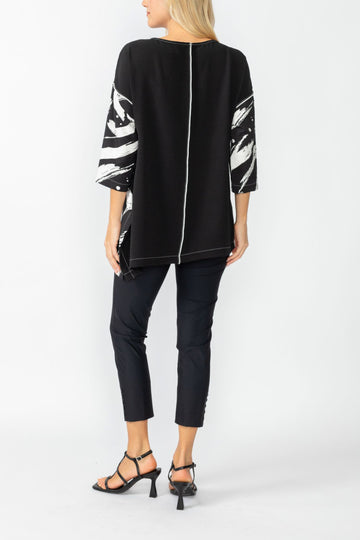 Black Contrast Brush Front Pocket Top
